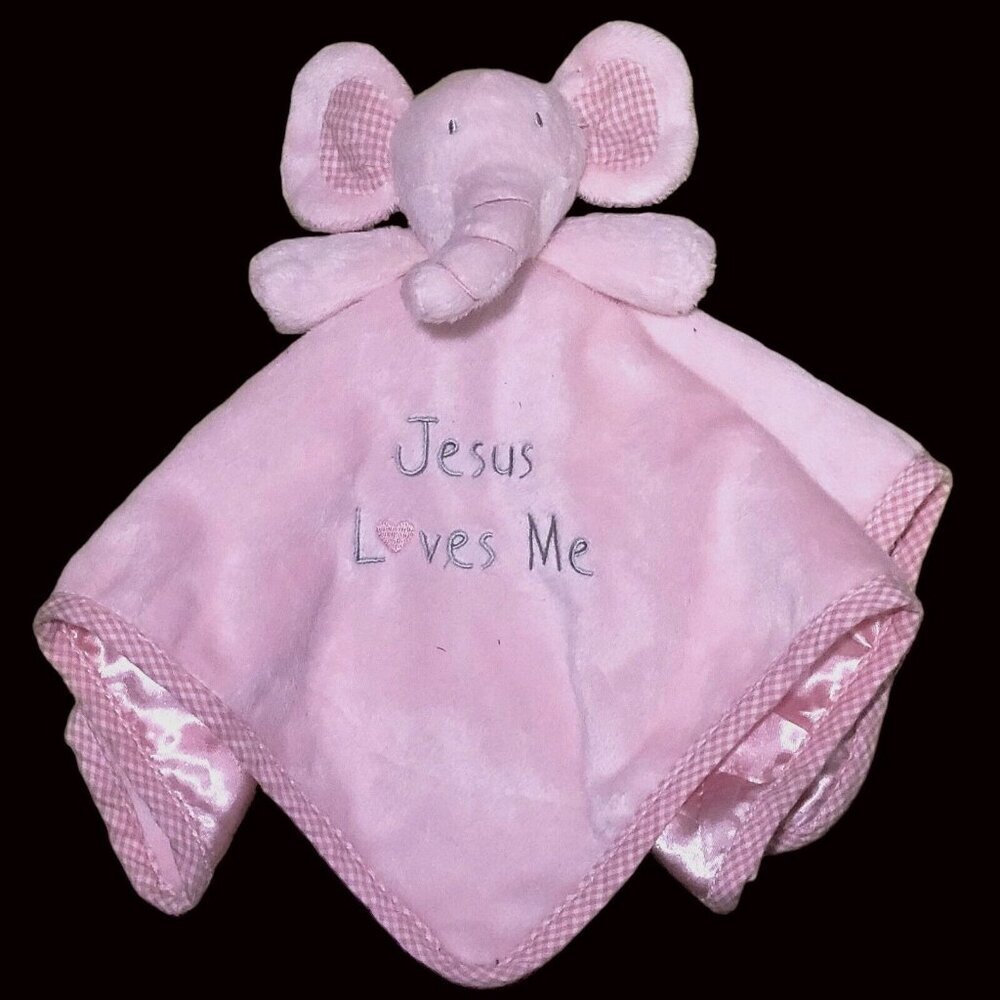 His Gem "Jesus Loves Me" 15" Elephant Lovey Security Blanket Plush Easter Infant